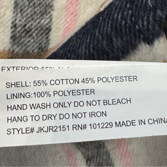 Ashley Plaid Shacket M Cream Pink Tan | Oversized Fall Layer - Picture 5 of 6